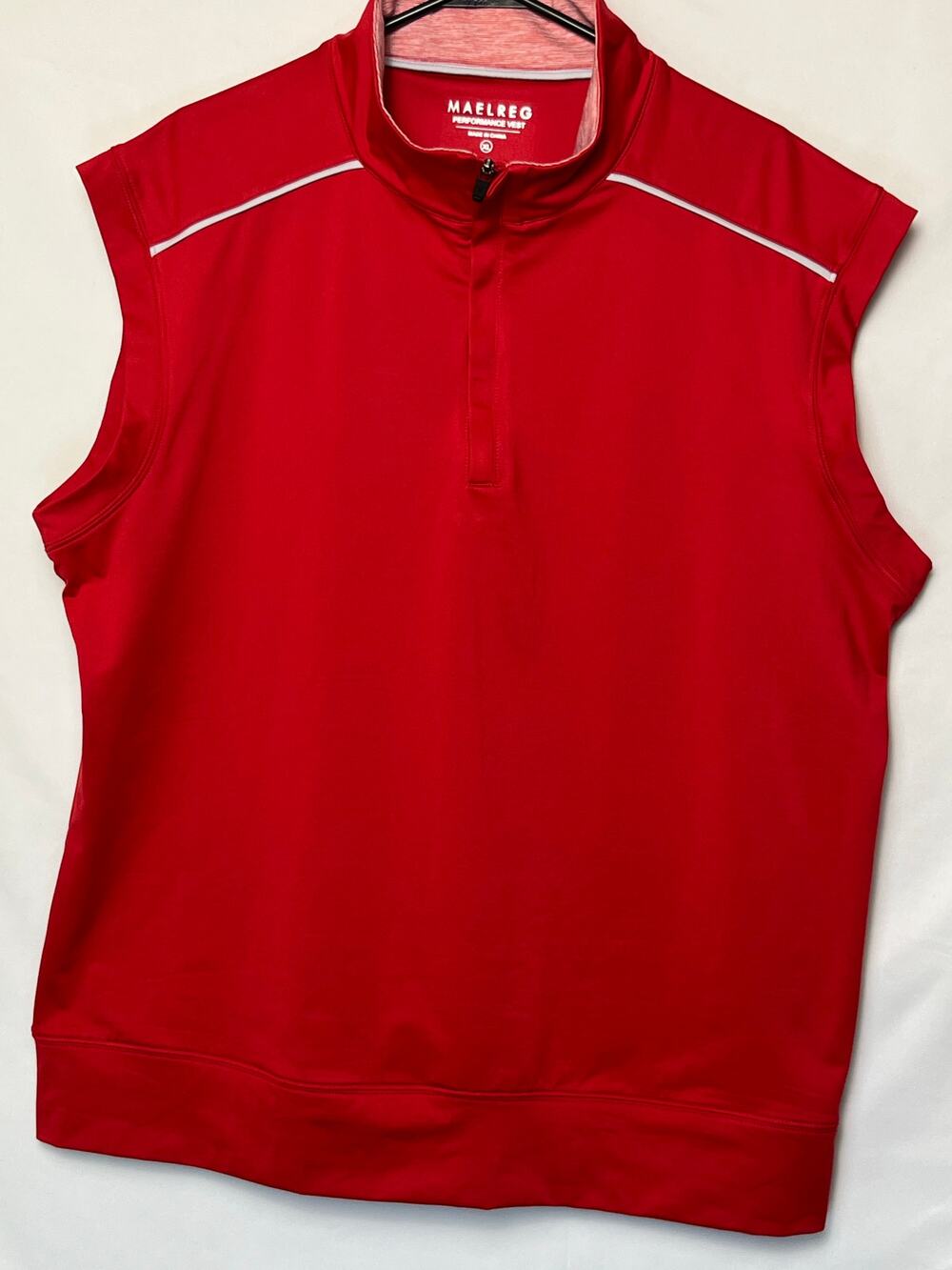 Maelreg Men’s Size XL Red Performance 1/4 Zip Athletic Sleeveless Golf Vest